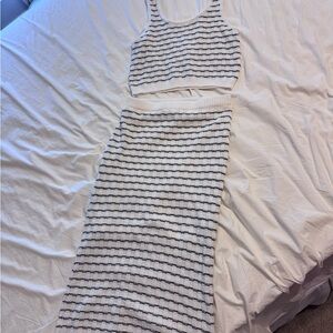 Freshman Black and White Striped Pencil Skirt Set